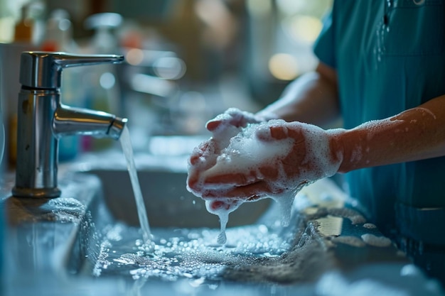 Foto handen wassen in het ziekenhuis