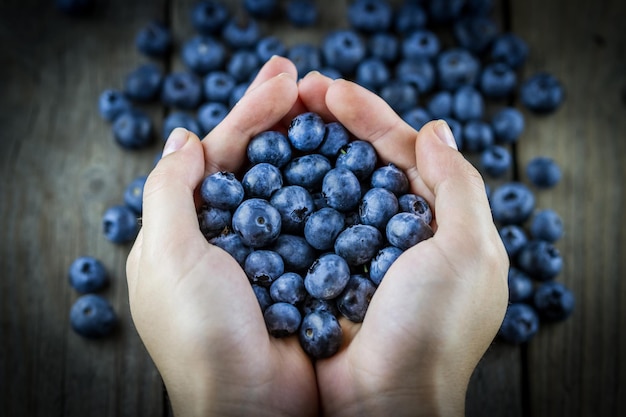 Handful of fresh blueberries