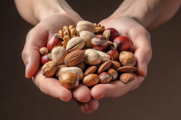 handful of nuts on the table isolated