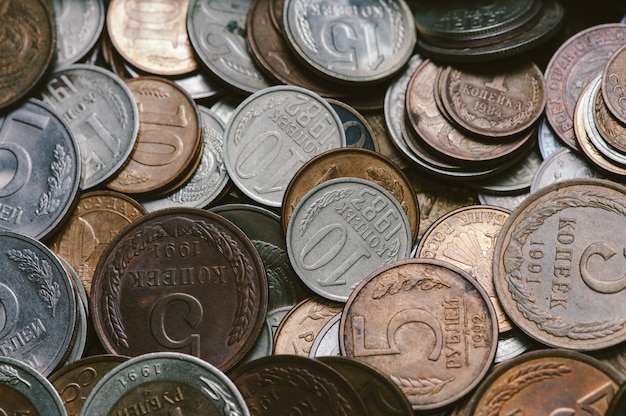 A handful of old Russian coins