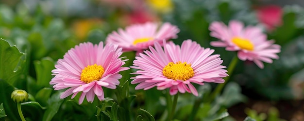 A handful of tiny pink daisies at garden