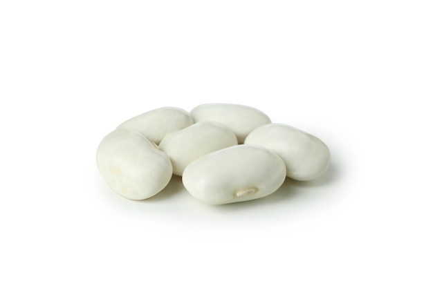 Handful of white beans isolated on white background