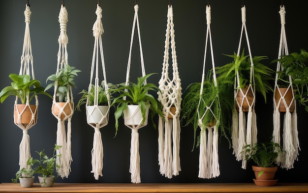 Foto handgebonden macrame-plantenhangers