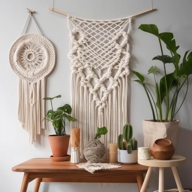 Handgemaakt macrame-ontwerp Illustratie AI GenerativexA