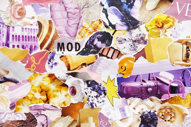 Handgemaakte eigentijdse creatieve sfeer art moodboard collage