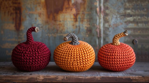 Foto handgemaakte haakkoekjes in oogstkleuren met een herfstgevoel