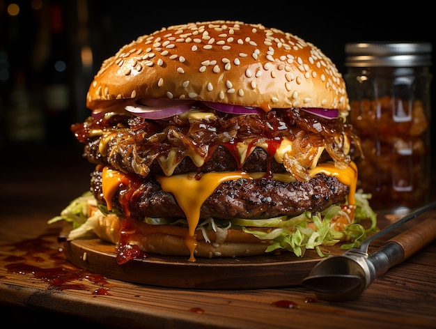 Handgemaakte hamburger fastfood heerlijke foto