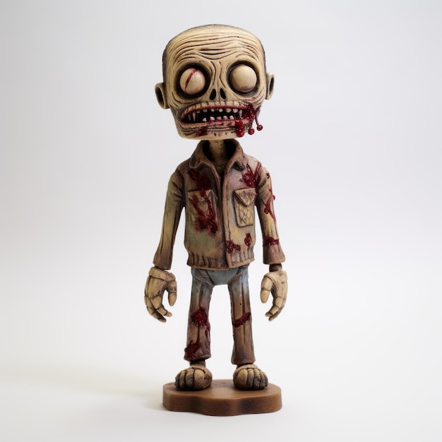 Handgemaakte Houten Zombie Figurine Gedetailleerd Comic-geïnspireerd ontwerp