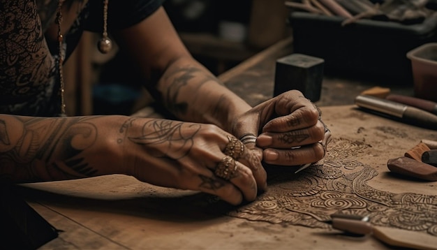 Handgemaakte sieraden gemaakt door bekwame kunstenaarsvrouwen gegenereerd door AI