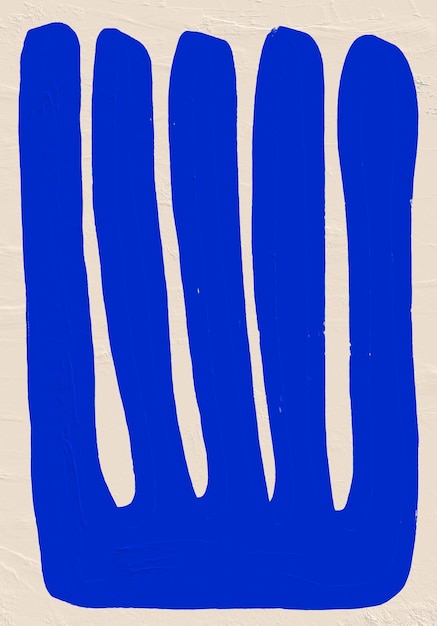 Handgeschilderde blauwe organische abstracte vormen natuur botanische Matisse stijl kunst