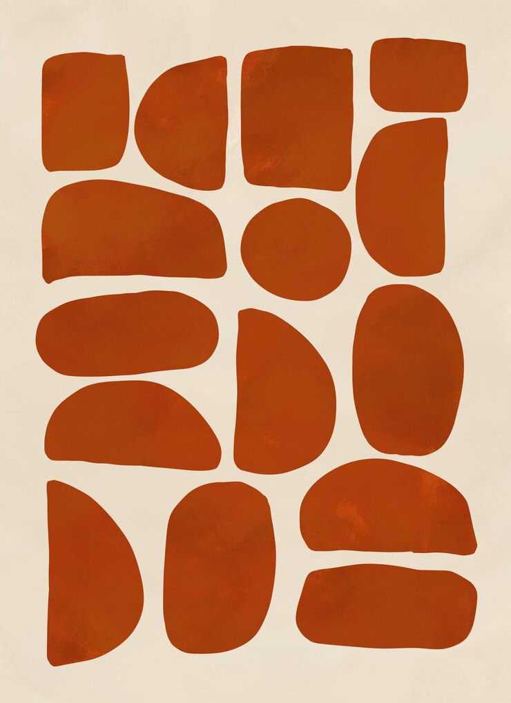 Foto handgeschilderde geometrische boho minimalistische kunst geel beige compositie afdrukbare canvas kunst