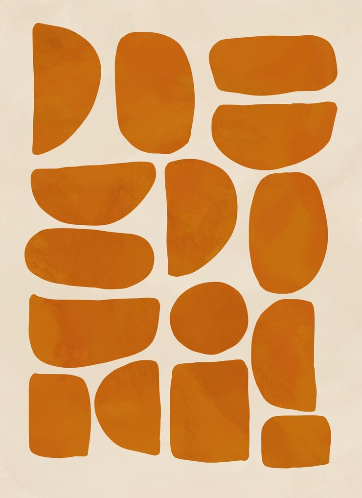 Foto handgeschilderde geometrische boho minimalistische kunst geel beige compositie afdrukbare canvas kunst