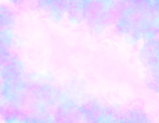Handgeschilderde paarse aquarel achtergrond met lucht en wolken vorm