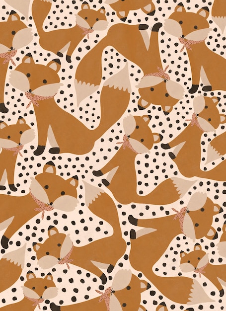 Handgeschilderde schattige vossen kinderkamer achtergrondpatroon