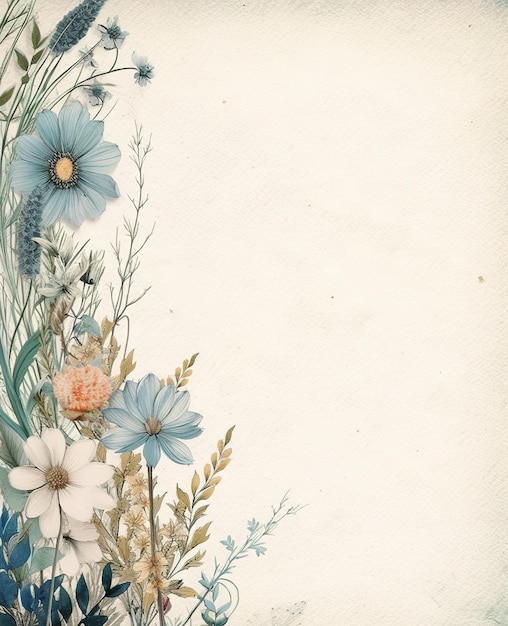 Foto handgeschilderde verse bloemen achtergrond