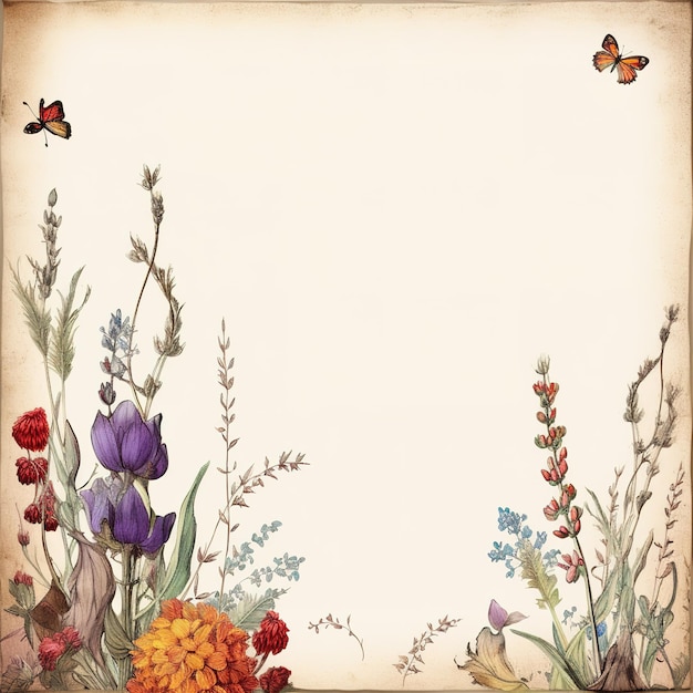 handgeschilderde verse bloemen achtergrond