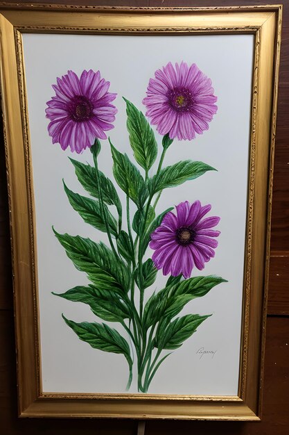 Handgetekende bloemen schilderij