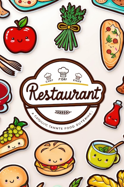 Handgetekende fastfood-elementen en bestekcollectie