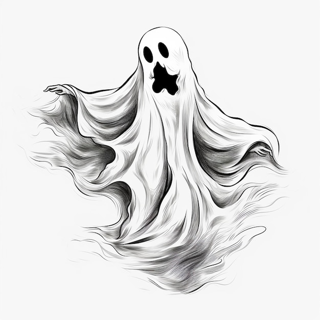 Handgetekende Halloween Ghost op een achtergrond