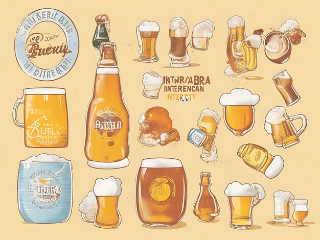 Handgetekende illustratie van de Internationale Bierdag gegenereerd door AI