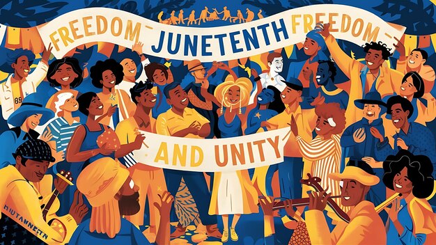 Handgetekende illustratie van de Juneteenth-viering