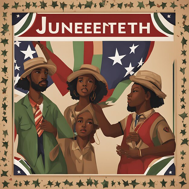 Foto handgetekende illustratie van de juneteenth-viering