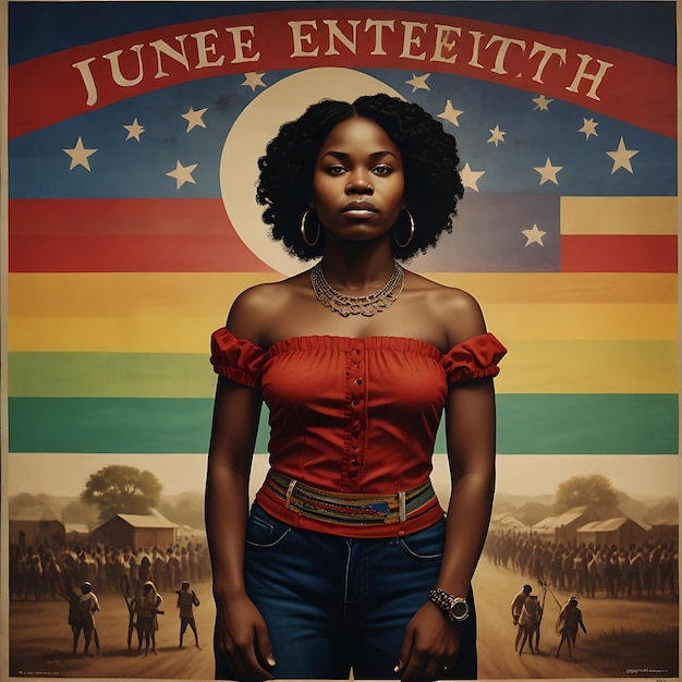 Handgetekende illustratie van de Juneteenth-viering