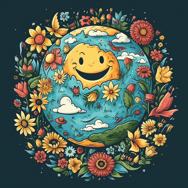 Handgetekende illustratie van de Wereld Dag van de Glimlach