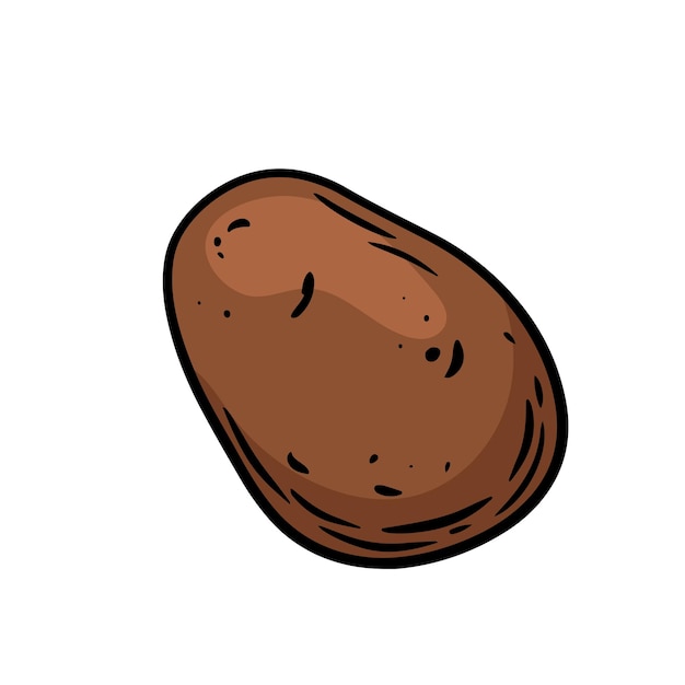 Handgetekende illustratie van een bruine aardappelvector