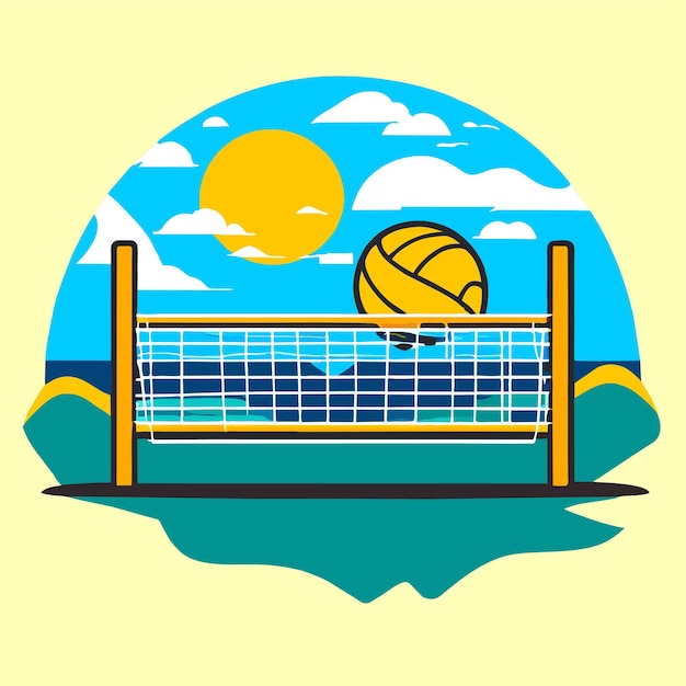 Handgetekende illustratie van een volleybalnet