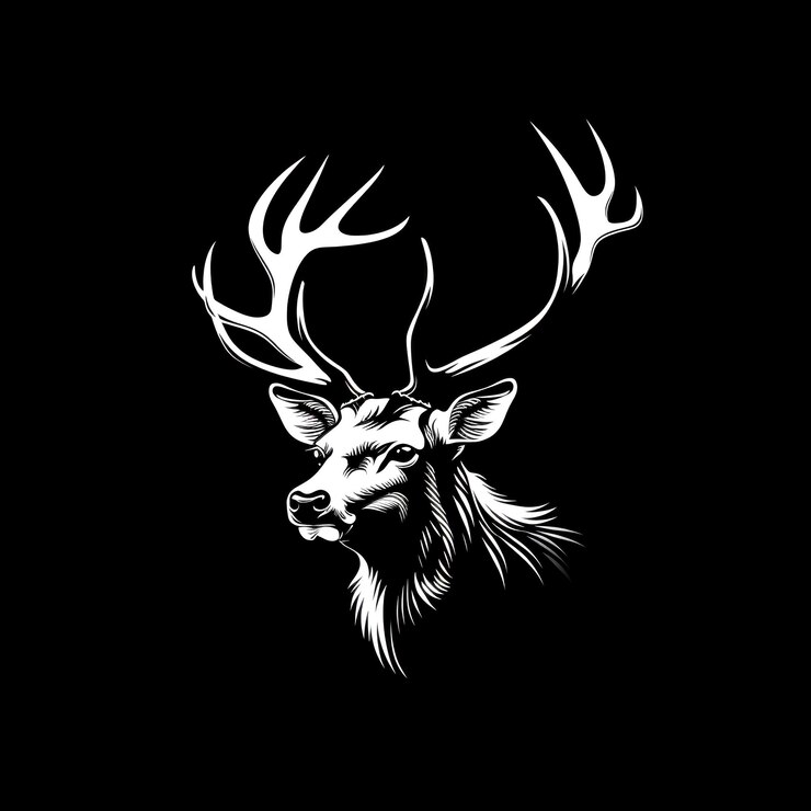 Handgetekende logo-ontwerpillustratie van herten Generatieve AI