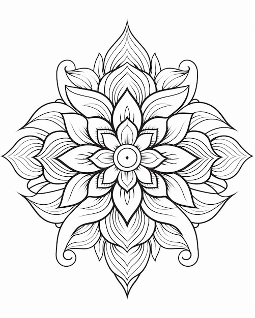 Handgetekende Mandala Kleurblad in het wit