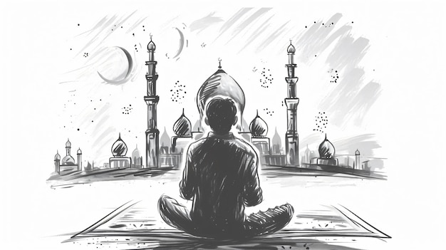 Handgetekende Namaz-illustratie