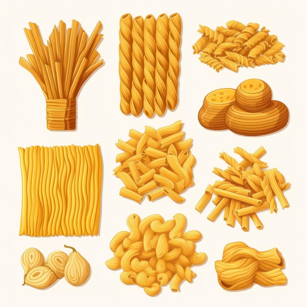 Handgetekende Pasta Illustratie Met Schone Vectorvormen