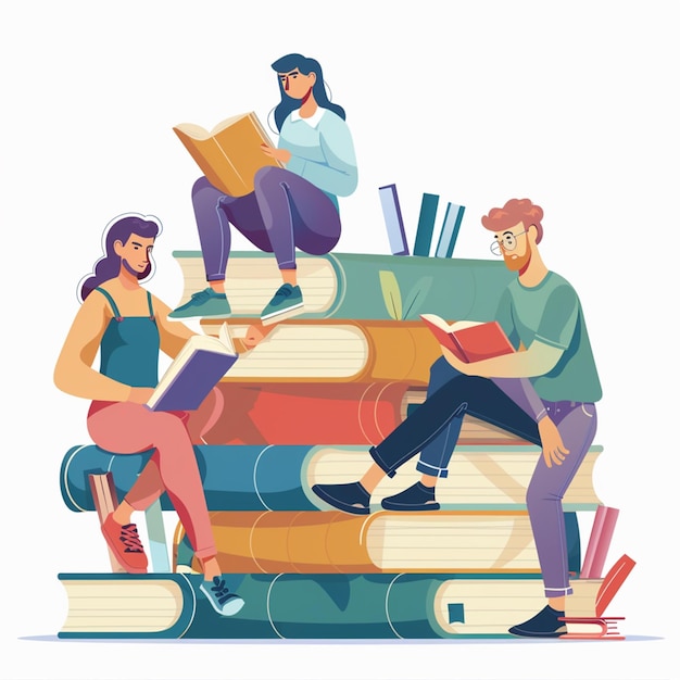 Handgetekende platte ontwerp boekclub illustratie