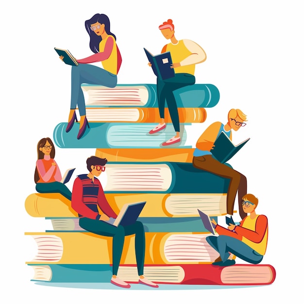 Handgetekende platte ontwerp boekclub illustratie