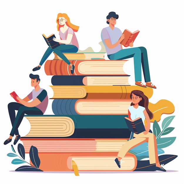 Handgetekende platte ontwerp boekclub illustratie