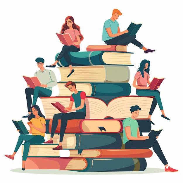 Handgetekende platte ontwerp boekclub illustratie