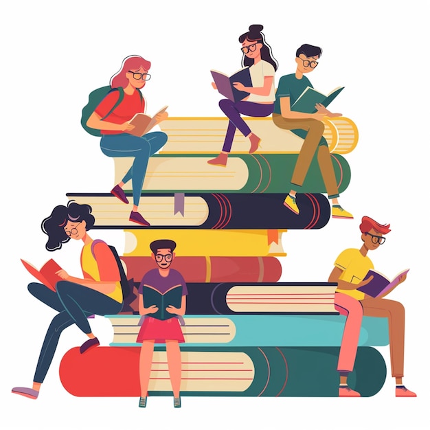 Handgetekende platte ontwerp boekclub illustratie
