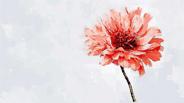 Handgetekende rode bloem Stijl geschenk bloemhandelaar nectar bloemblaadje bijenboeket pistil geur aroma schoonheid knop plant stengel kleur gegenereerd door AI