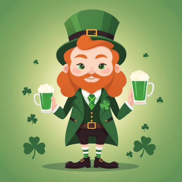 Handgetekende St. Patrick's Day in platte achtergrond