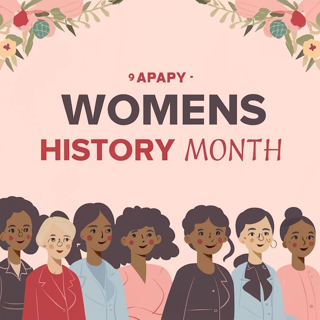 handgetekende vrouwen geschiedenis maand achtergrond
