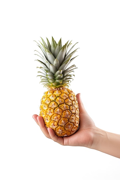 Handgreep verse ananas geïsoleerd op een witte achtergrond