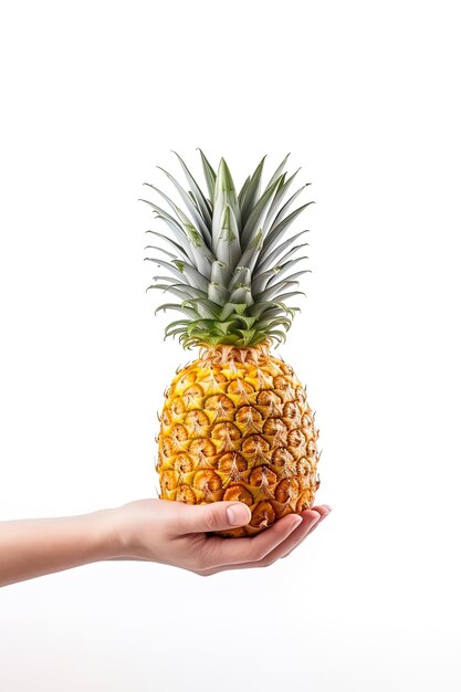 Handgreep verse ananas geïsoleerd op een witte achtergrond