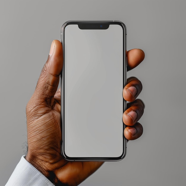 Handheld smartphone met wit wit scherm scherm mobiele telefoon mockup sjabloon achtergrond