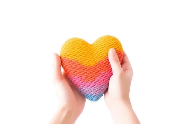Handholding Heart Crochet geïsoleerd op witte achtergrond Generatieve AI