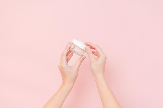 Handhoudende glazen doorzichtige cosmetica pot voor gezichts- of huidcrème Verpakking voor cosmetische schoonheidsproducten luxe make-upcontainer