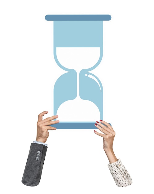 Handhoudende png zandklok clipart doorzichtige achtergrond