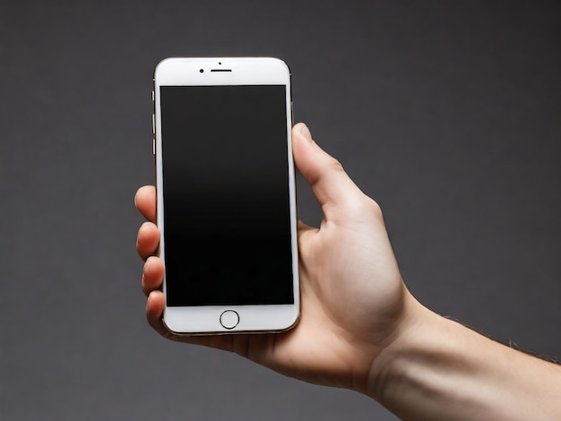 Handhoudende smartphone met leeg scherm geïsoleerd op witte achtergrond