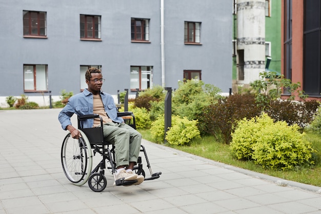 Handicapped man outdoors